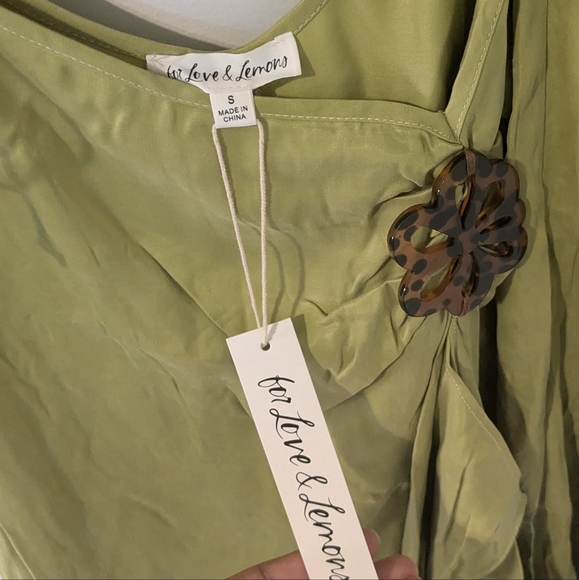 NWT $288 For Love and Lemons Allie Green Midi Dress Size Small - Picture 11 of 12